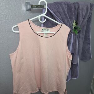 Trendy Light Pink Tank Top with Black Trim
